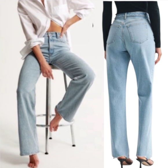 Abercrombie & Fitch Denim - A&F Curve Love 90s Relaxed Fit High Rise Jeans Light Wash